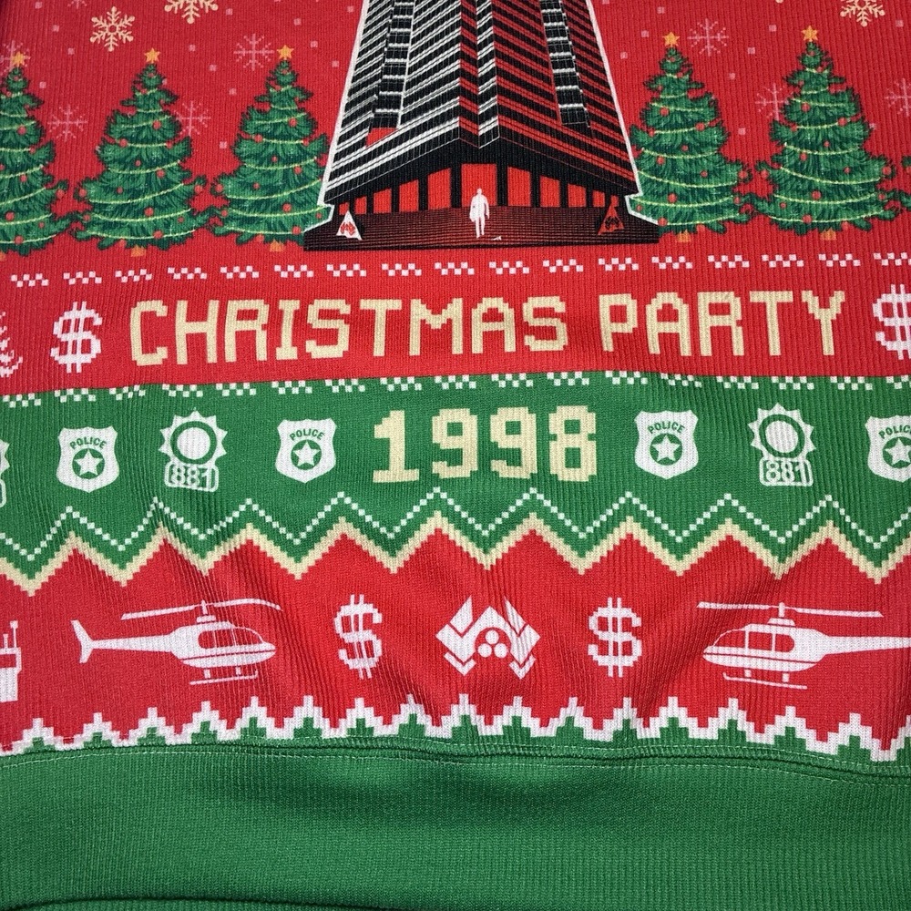 Die Hard Ugly Christmas Sweater Nakatomi Plaza Christmas Party 1998 Mens Medium - Picture 6 of 11